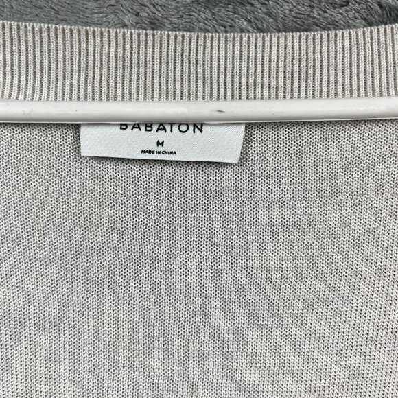 Babaton Cardigan Women Size Medium Cream Nude Button-up V-Neck Finley Silk Blend - Picture 2 of 9